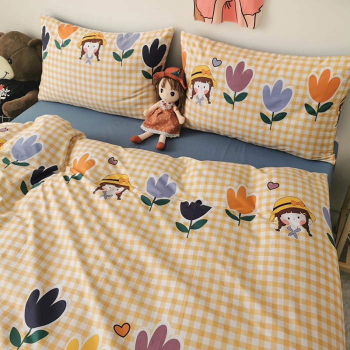 91家纺网 家纺一手货源 找家纺 HL原创 2020新款13372全棉小清新四件套实拍图 花花酱