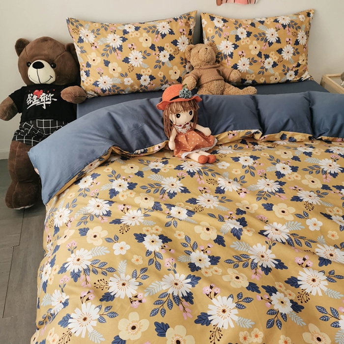 91家纺网 家纺一手货源 找家纺 HL原创 2020新款13372全棉小清新四件套实拍图 怀旧