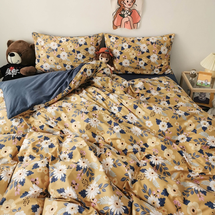 91家纺网 家纺一手货源 找家纺 HL原创 2020新款13372全棉小清新四件套实拍图 怀旧