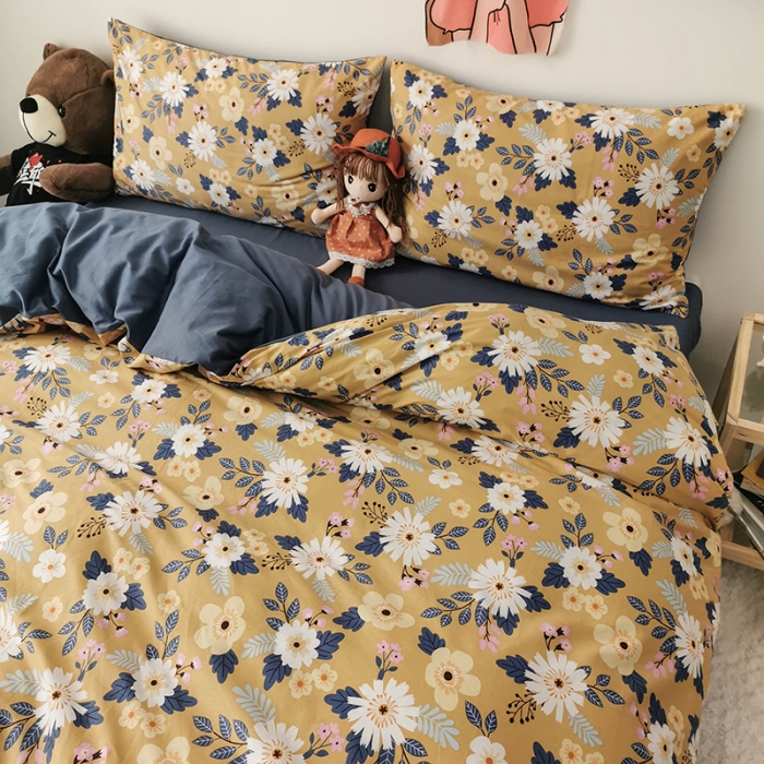 91家纺网 家纺一手货源 找家纺 HL原创 2020新款13372全棉小清新四件套实拍图 怀旧