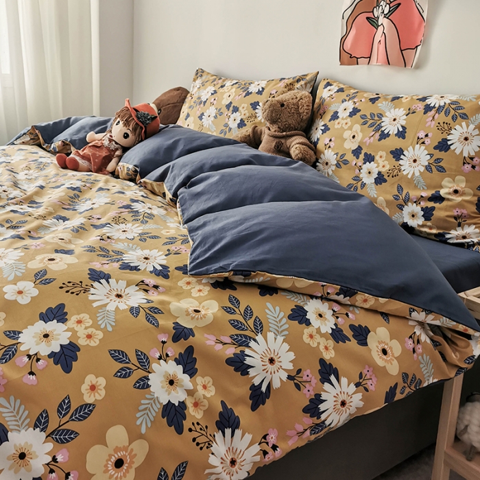 91家纺网 家纺一手货源 找家纺 HL原创 2020新款13372全棉小清新四件套实拍图 怀旧