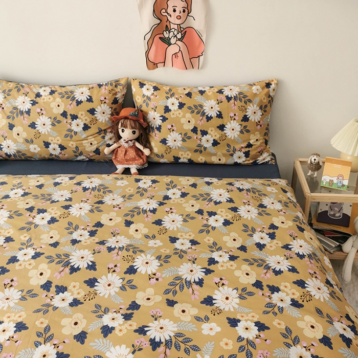 91家纺网 家纺一手货源 找家纺 HL原创 2020新款13372全棉小清新四件套实拍图 怀旧