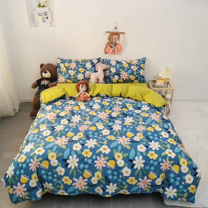 91家纺网 家纺一手货源 找家纺 HL原创 2020新款13372全棉小清新四件套实拍图 卉语