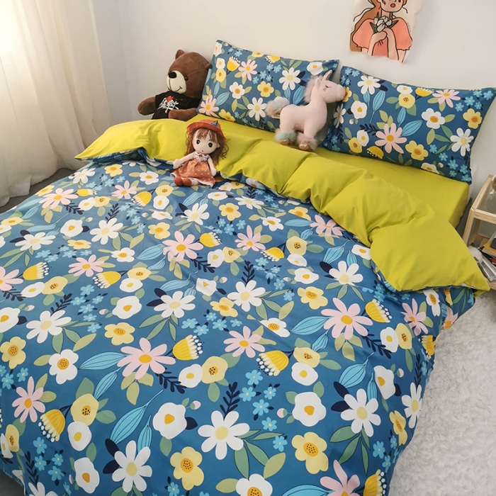 91家纺网 家纺一手货源 找家纺 HL原创 2020新款13372全棉小清新四件套实拍图 卉语