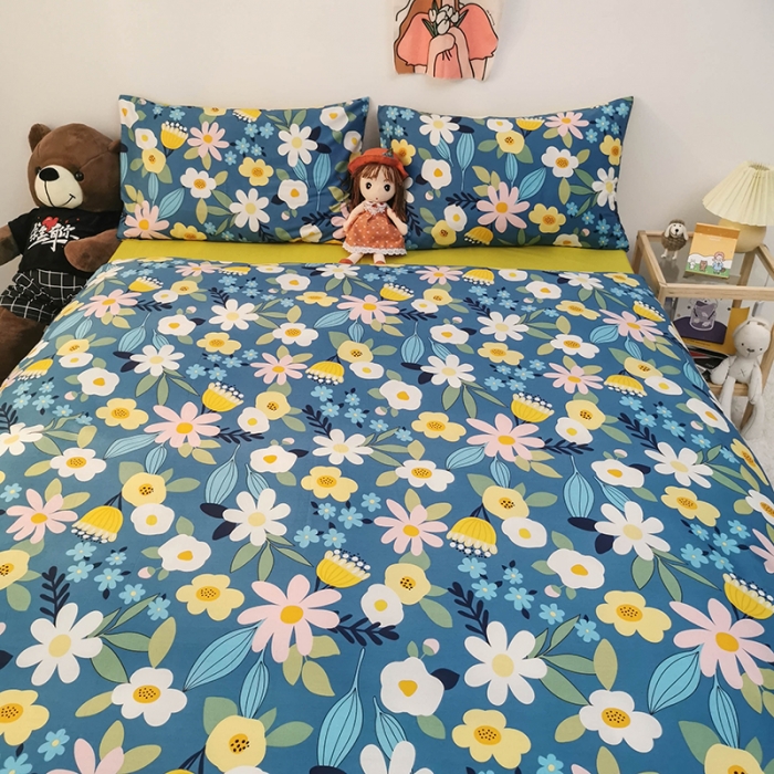 91家纺网 家纺一手货源 找家纺 HL原创 2020新款13372全棉小清新四件套实拍图 卉语