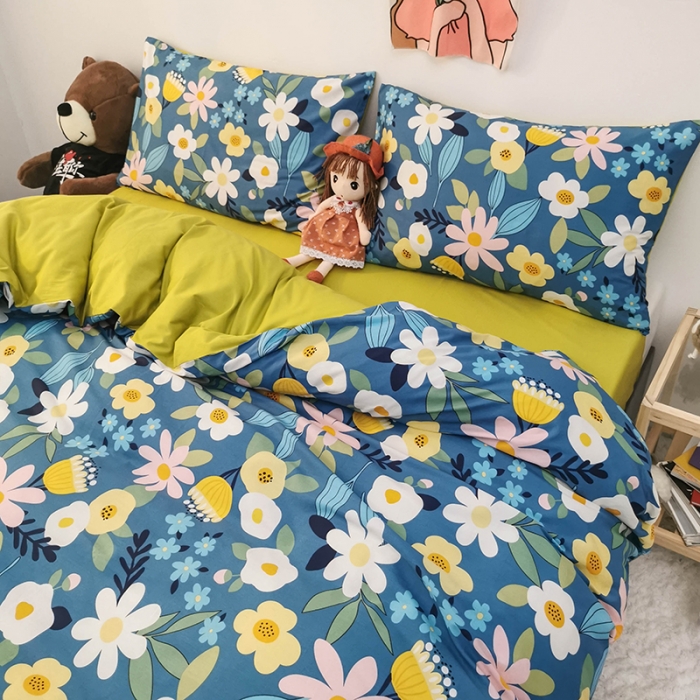 91家纺网 家纺一手货源 找家纺 HL原创 2020新款13372全棉小清新四件套实拍图 卉语