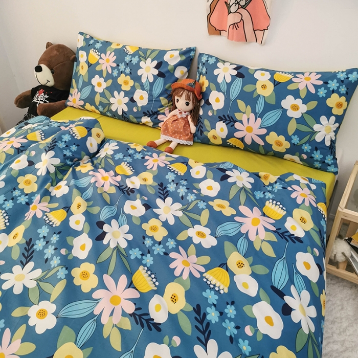 91家纺网 家纺一手货源 找家纺 HL原创 2020新款13372全棉小清新四件套实拍图 卉语