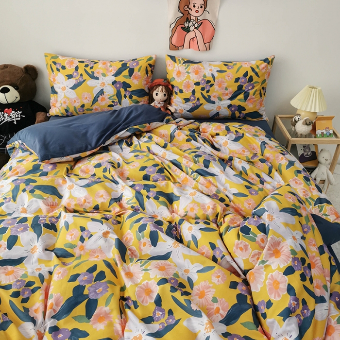 91家纺网 家纺一手货源 找家纺 HL原创 2020新款13372全棉小清新四件套实拍图 绝美