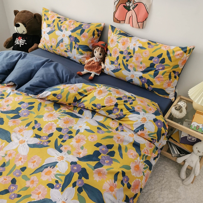 91家纺网 家纺一手货源 找家纺 HL原创 2020新款13372全棉小清新四件套实拍图 绝美