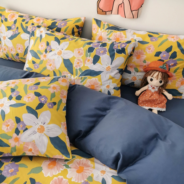 91家纺网 家纺一手货源 找家纺 HL原创 2020新款13372全棉小清新四件套实拍图 绝美