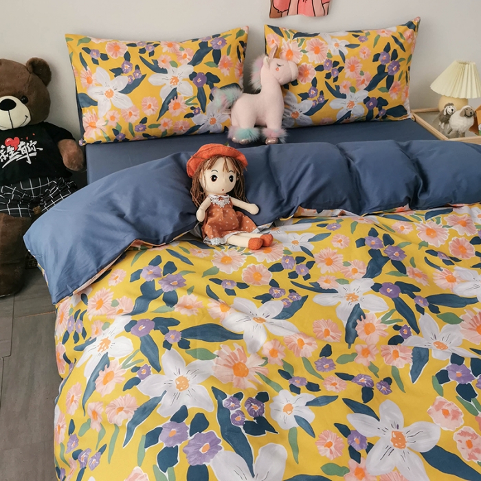 91家纺网 家纺一手货源 找家纺 HL原创 2020新款13372全棉小清新四件套实拍图 绝美