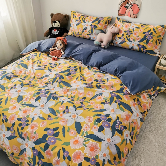 91家纺网 家纺一手货源 找家纺 HL原创 2020新款13372全棉小清新四件套实拍图 绝美