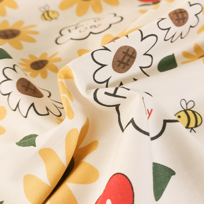 91家纺网 家纺一手货源 找家纺 HL原创 2020新款13372全棉小清新四件套实拍图 葵花籽