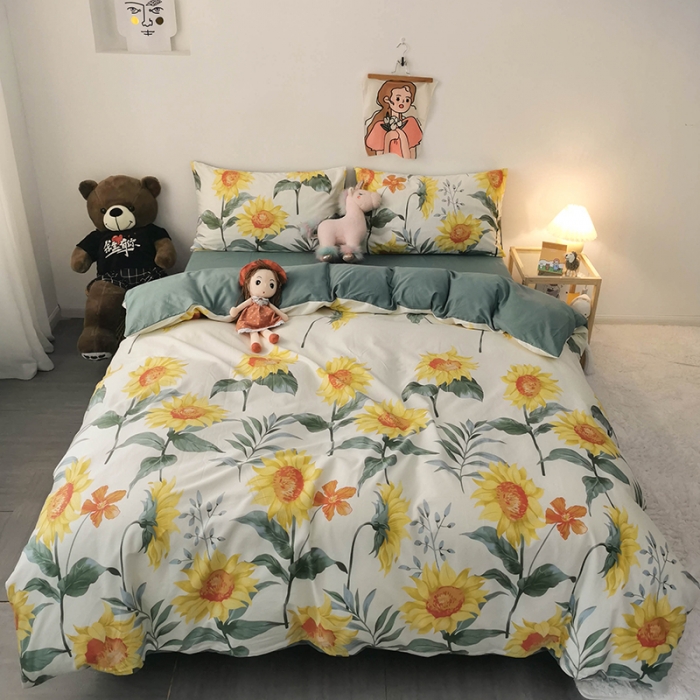 91家纺网 家纺一手货源 找家纺 HL原创 2020新款13372全棉小清新四件套实拍图 太阳花