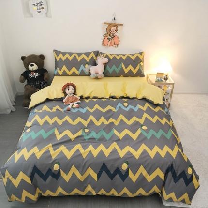 HL原创 2020新款13372全棉小清新四件套实拍图 甜格菠萝