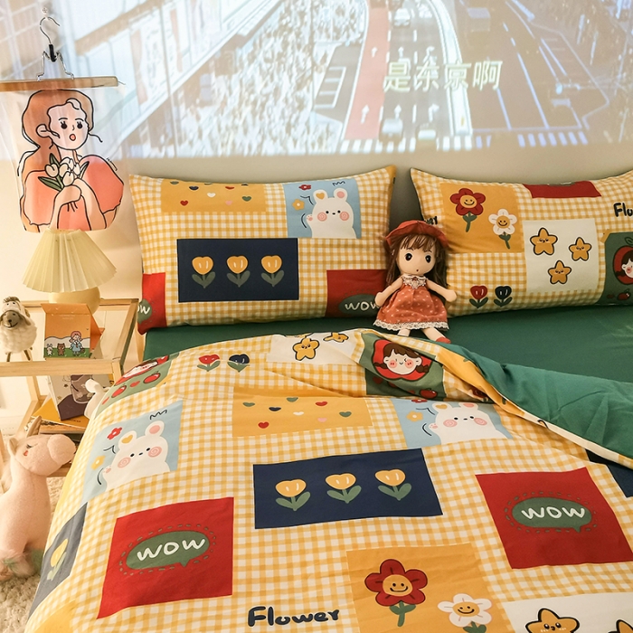 91家纺网 家纺一手货源 找家纺 HL原创新款13372全棉四件套夜晚网红风实拍图 动漫王国