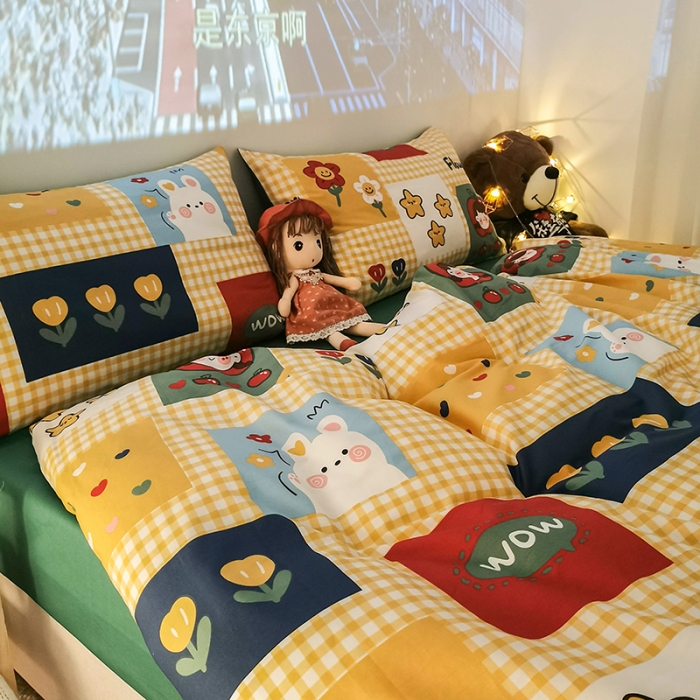 91家纺网 家纺一手货源 找家纺 HL原创新款13372全棉四件套夜晚网红风实拍图 动漫王国