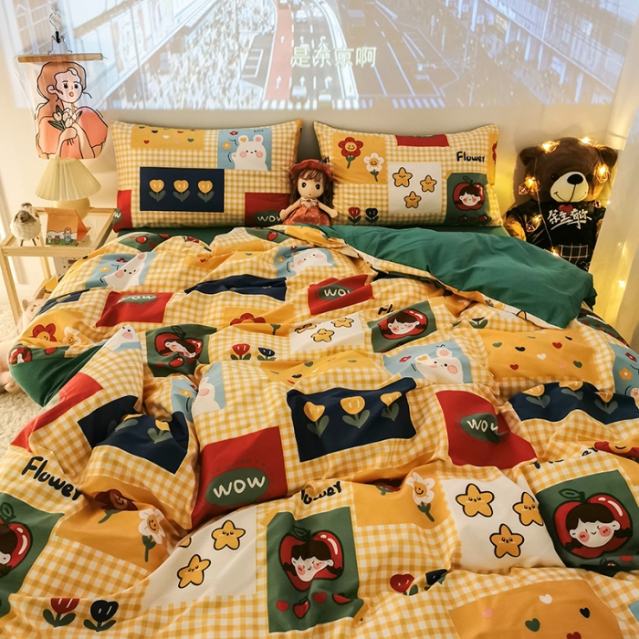 91家纺网 家纺一手货源 找家纺 HL原创新款13372全棉四件套夜晚网红风实拍图 动漫王国