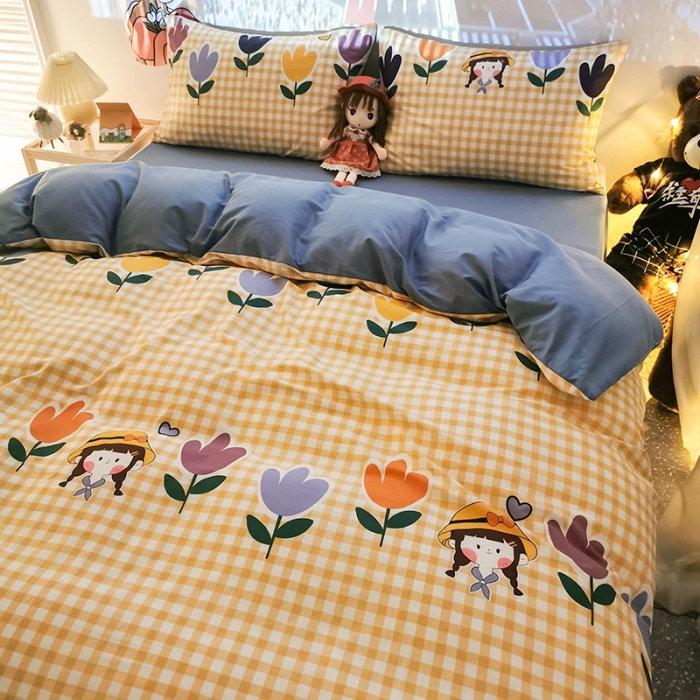 91家纺网 家纺一手货源 找家纺 HL原创新款13372全棉四件套夜晚网红风实拍图 花花酱