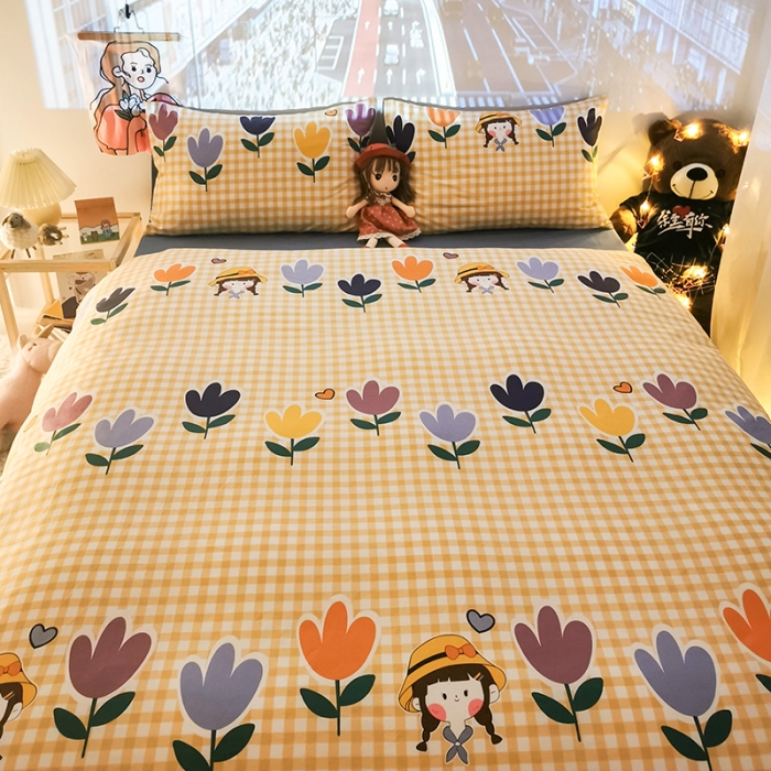 91家纺网 家纺一手货源 找家纺 HL原创新款13372全棉四件套夜晚网红风实拍图 花花酱