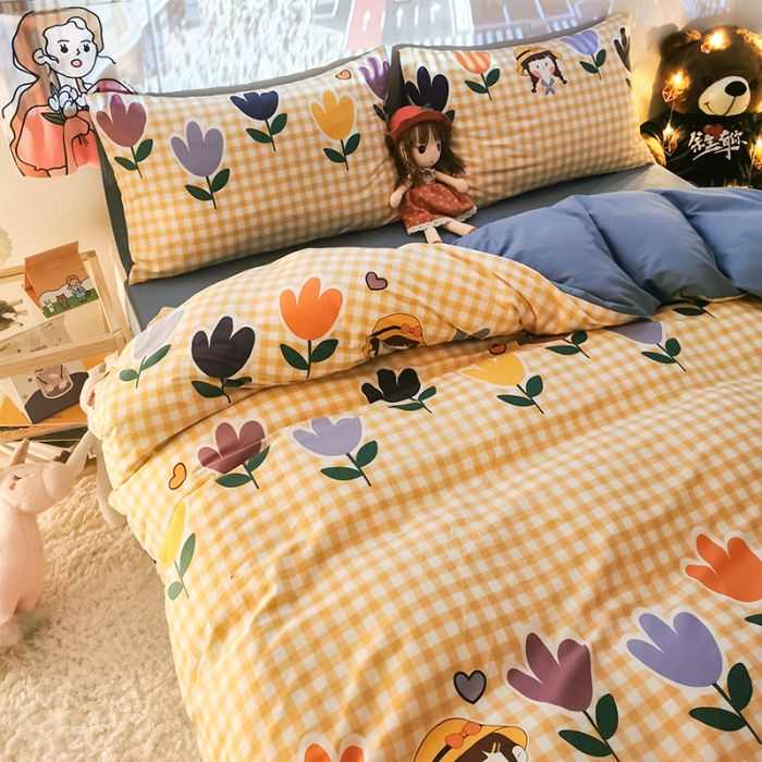 91家纺网 家纺一手货源 找家纺 HL原创新款13372全棉四件套夜晚网红风实拍图 花花酱