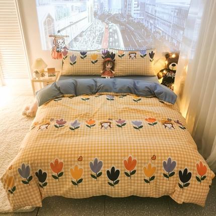 HL原创新款13372全棉四件套夜晚网红风实拍图 花花酱