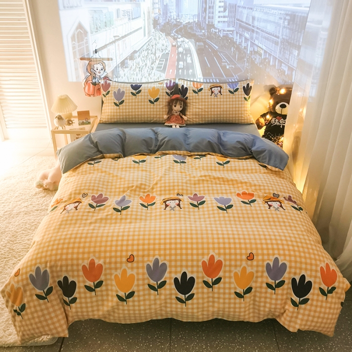 91家纺网 家纺一手货源 找家纺 HL原创新款13372全棉四件套夜晚网红风实拍图 花花酱