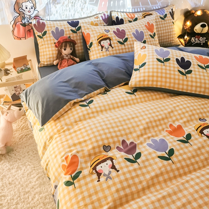 91家纺网 家纺一手货源 找家纺 HL原创新款13372全棉四件套夜晚网红风实拍图 花花酱