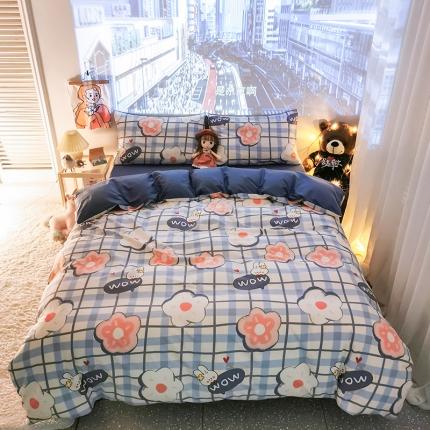 HL原创新款13372全棉四件套夜晚网红风实拍图 花花兔