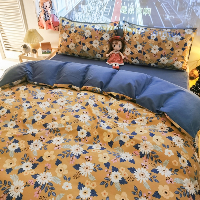 91家纺网 家纺一手货源 找家纺 HL原创新款13372全棉四件套夜晚网红风实拍图 怀旧