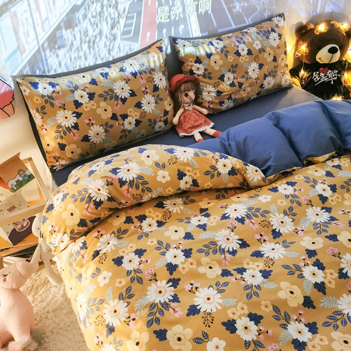 91家纺网 家纺一手货源 找家纺 HL原创新款13372全棉四件套夜晚网红风实拍图 怀旧