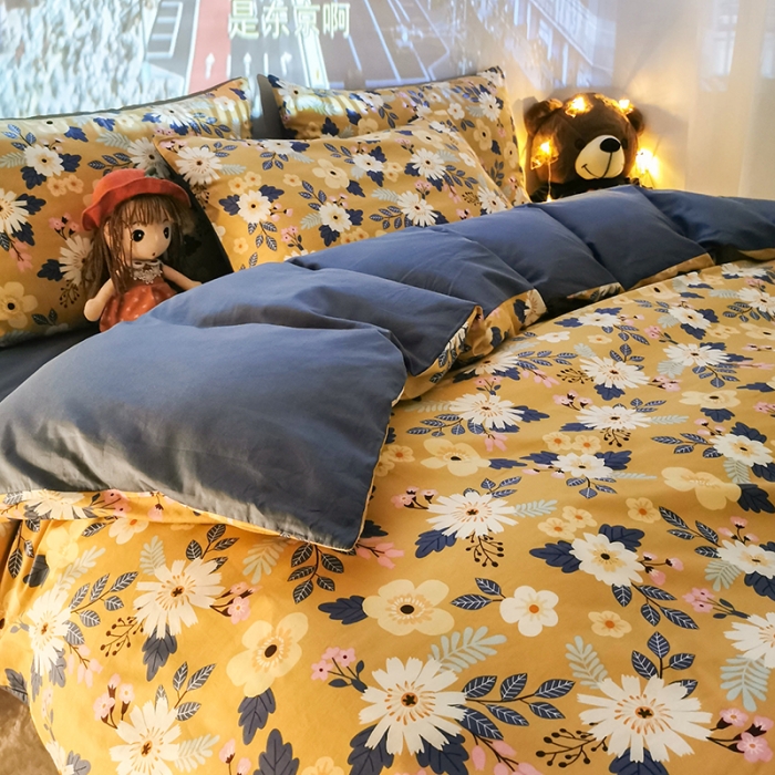 91家纺网 家纺一手货源 找家纺 HL原创新款13372全棉四件套夜晚网红风实拍图 怀旧