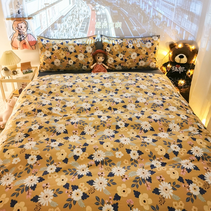 91家纺网 家纺一手货源 找家纺 HL原创新款13372全棉四件套夜晚网红风实拍图 怀旧