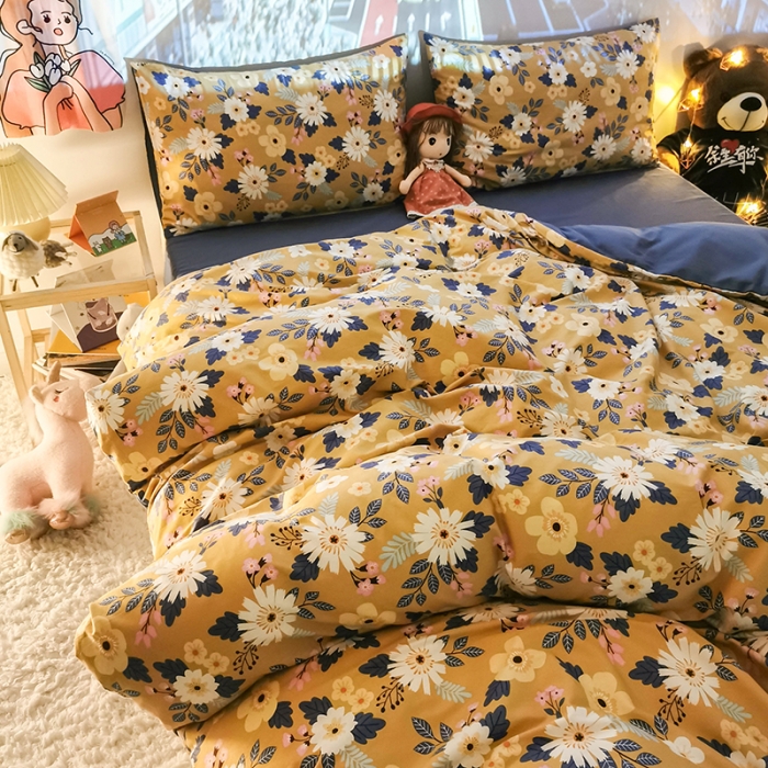 91家纺网 家纺一手货源 找家纺 HL原创新款13372全棉四件套夜晚网红风实拍图 怀旧