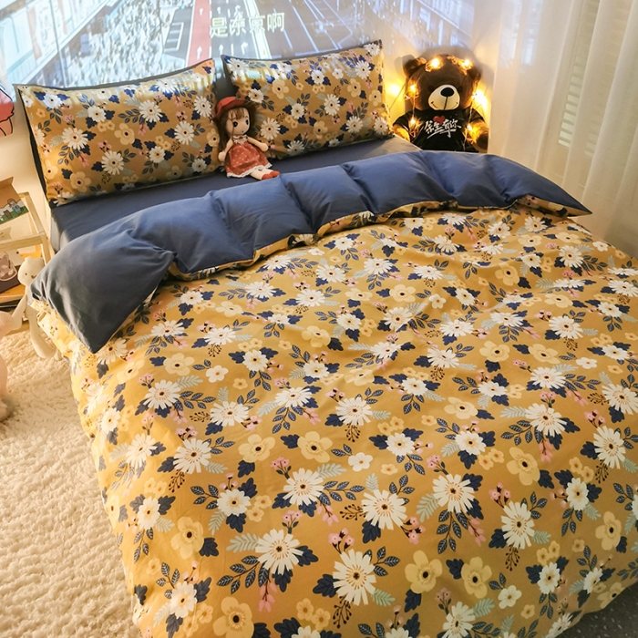 91家纺网 家纺一手货源 找家纺 HL原创新款13372全棉四件套夜晚网红风实拍图 怀旧