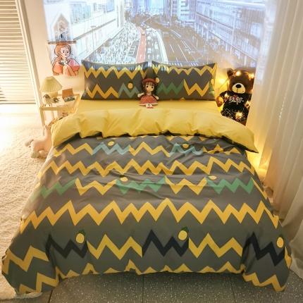 HL原创新款13372全棉四件套夜晚网红风实拍图 甜格菠萝