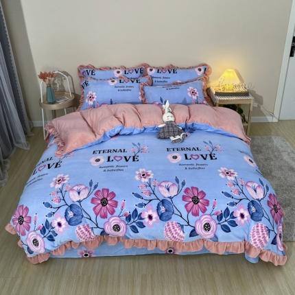 91家纺网 家纺一手货源 找家纺 妖妖家纺 2020新款花边牛奶绒四件套 旅途