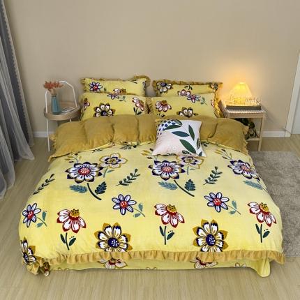 妖妖家纺 2020新款花边牛奶绒四件套 遇见美好