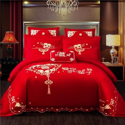 91家纺网 家纺一手货源 找家纺 千禧 2020年全棉婚庆套件跑量款 爱你一辈子