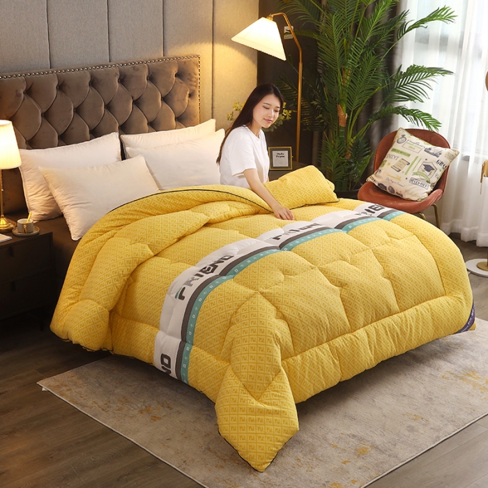 91家纺网 家纺一手货源 找家纺 畅销被业 2020新款德芙棉羽丝绒冬被 爱尔兰-黄