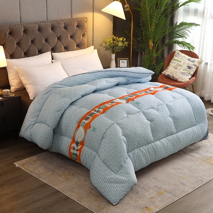 91家纺网 家纺一手货源 找家纺 畅销被业 2020新款德芙棉羽丝绒冬被 爱尔兰-蓝