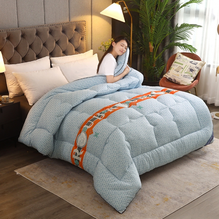 91家纺网 家纺一手货源 找家纺 畅销被业 2020新款德芙棉羽丝绒冬被 爱尔兰-蓝