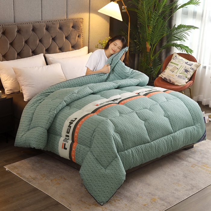 91家纺网 家纺一手货源 找家纺 畅销被业 2020新款德芙棉羽丝绒冬被 爱尔兰-绿
