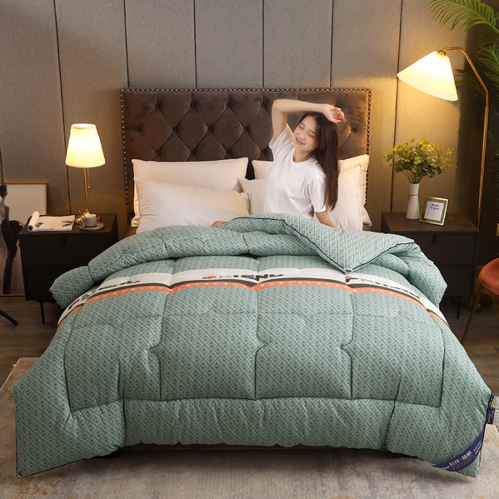 91家纺网 家纺一手货源 找家纺 畅销被业 2020新款德芙棉羽丝绒冬被 爱尔兰-绿