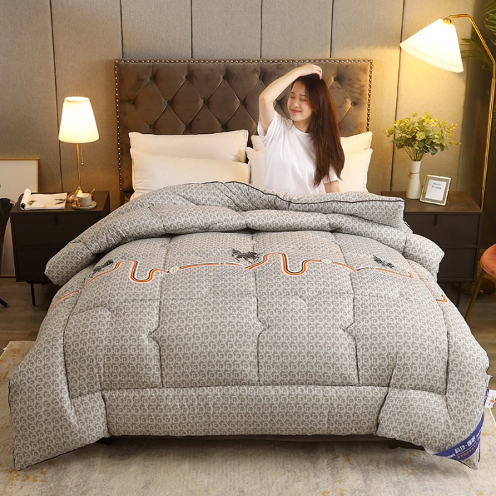 91家纺网 家纺一手货源 找家纺 畅销被业 2020新款德芙棉羽丝绒冬被 罗马假日-灰