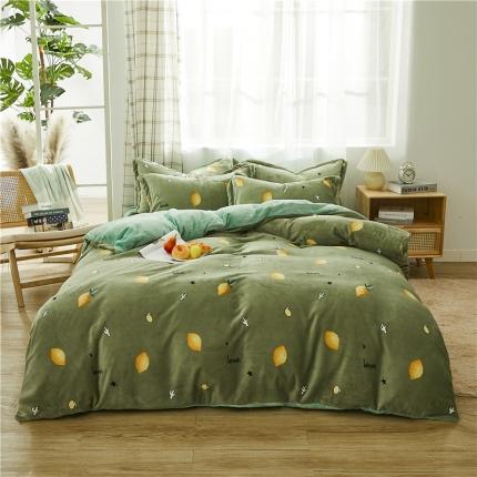 91家纺网 家纺一手货源 找家纺 曼璐家纺 2025新款牛奶绒四件套 柠檬