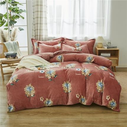 91家纺网 家纺一手货源 找家纺 曼璐家纺 2025新款牛奶绒四件套 夏日香气