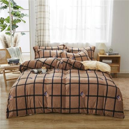 91家纺网 家纺一手货源 找家纺 曼璐家纺 2025新款牛奶绒四件套 熊熊乐园