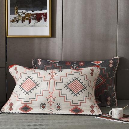 91家纺网 家纺一手货源 找家纺 朴尔 2020年波西米亚风全棉四层纱布枕巾 迷宫灰