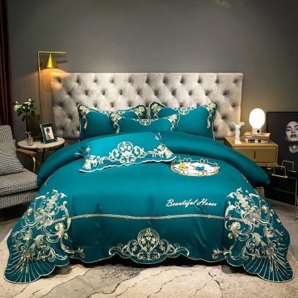 91家纺网 家纺一手货源 找家纺 红番天 热卖款全棉提花贡缎磨毛四件套维多利亚 罗马灰